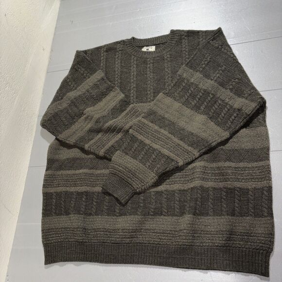 Cutter & Buck Men’s Sweater 3X Dark Green Wool Cable Knit Crewneck - Picture 14 of 16